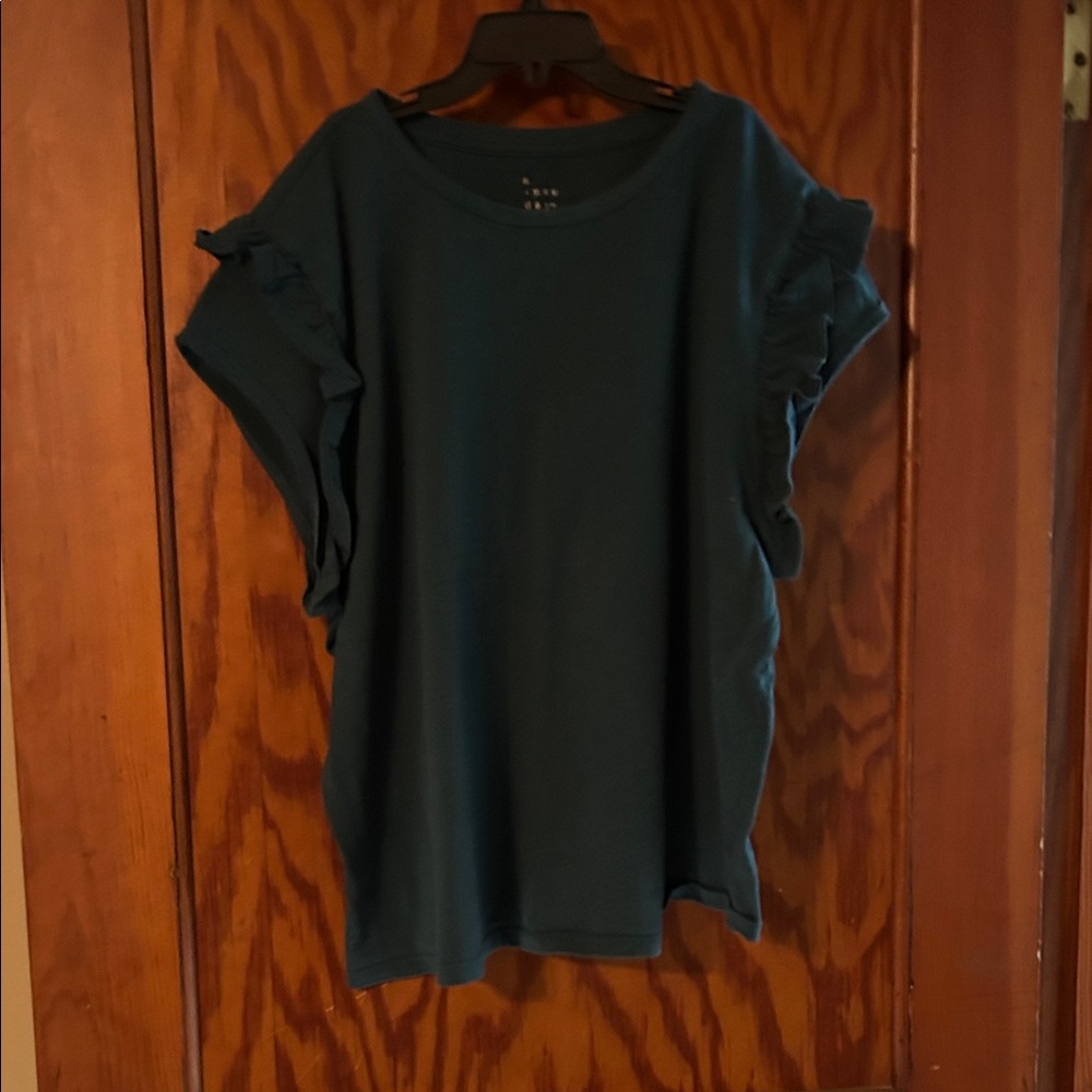 A New Day Teal Ruffle Sleeve Women's Top